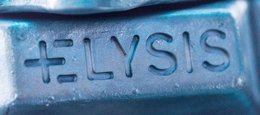 Aluminum slab with ELYSIS engraved